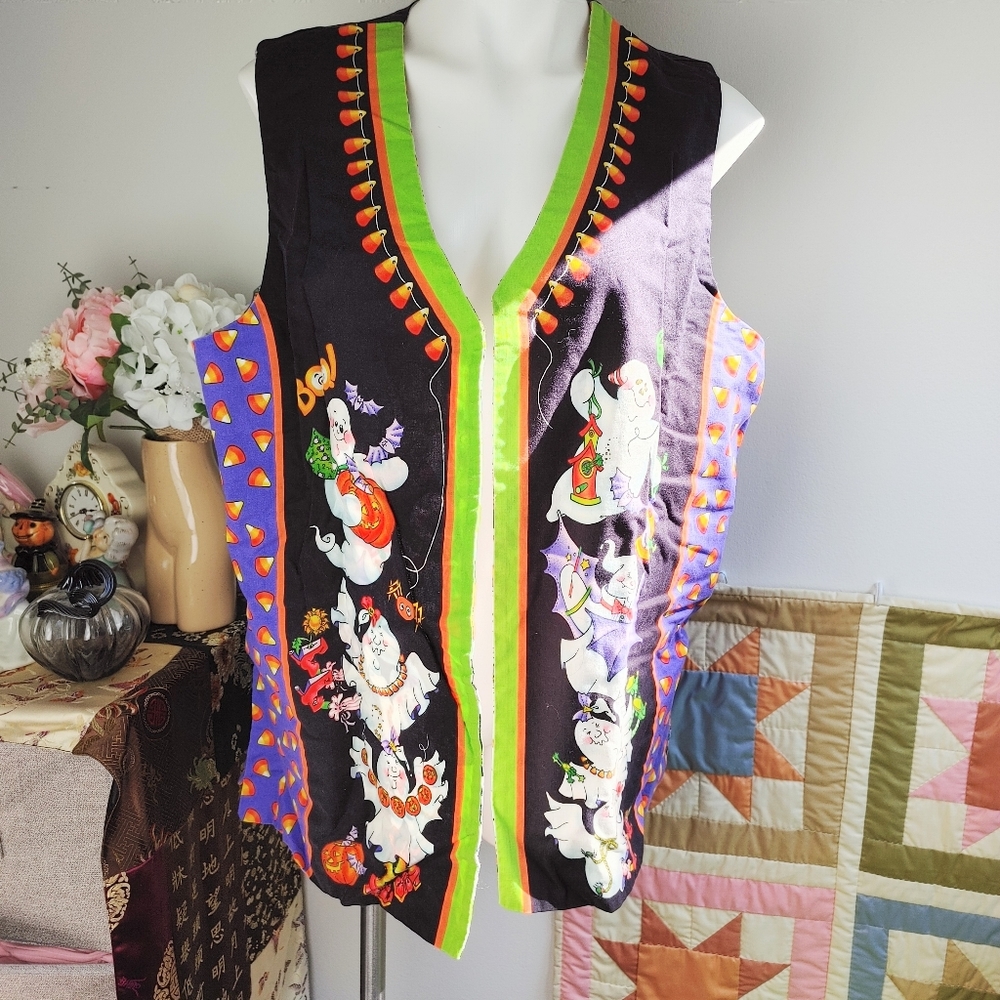 🎃LAST CHANCE🎃 Vintage 90s Funky Ghosts Halloween Vest